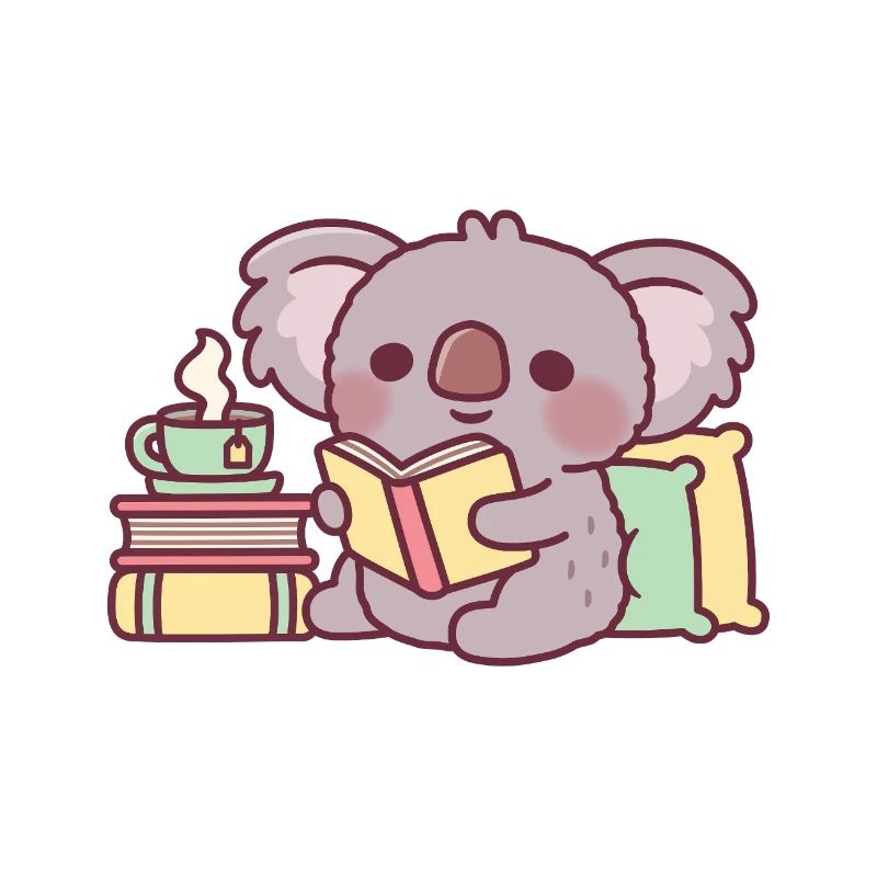 Cute Koala Reading A Book