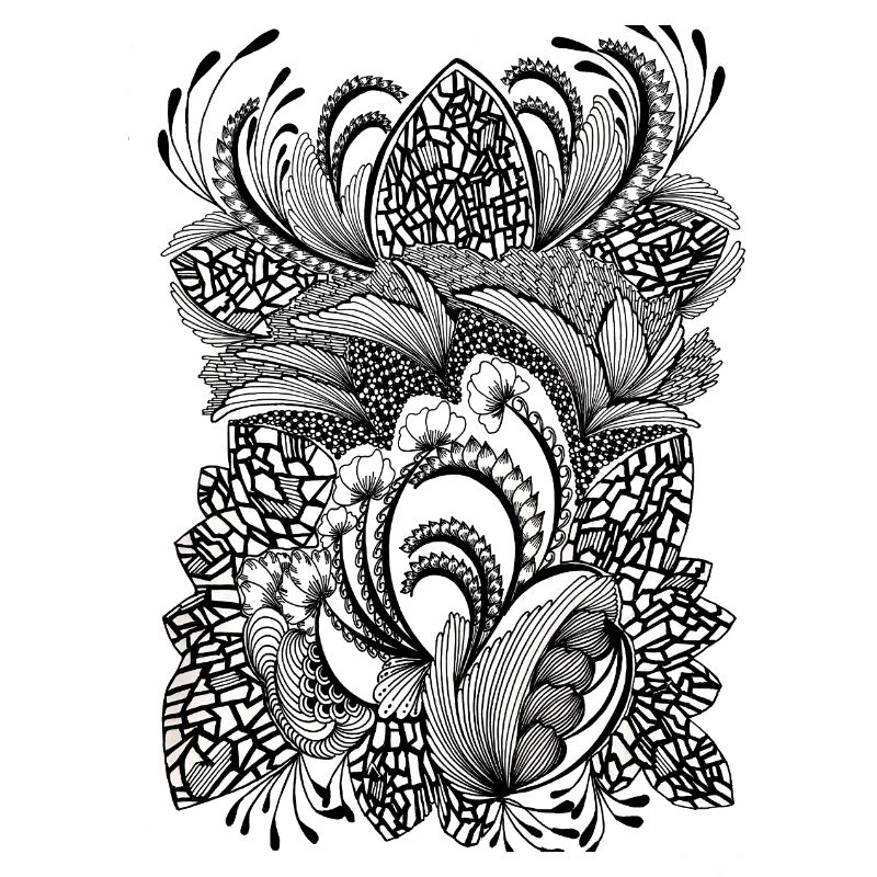 Black and white pattern flowers