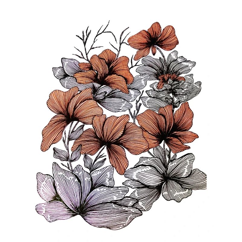Lignes de fleurs brun gris – Design floral