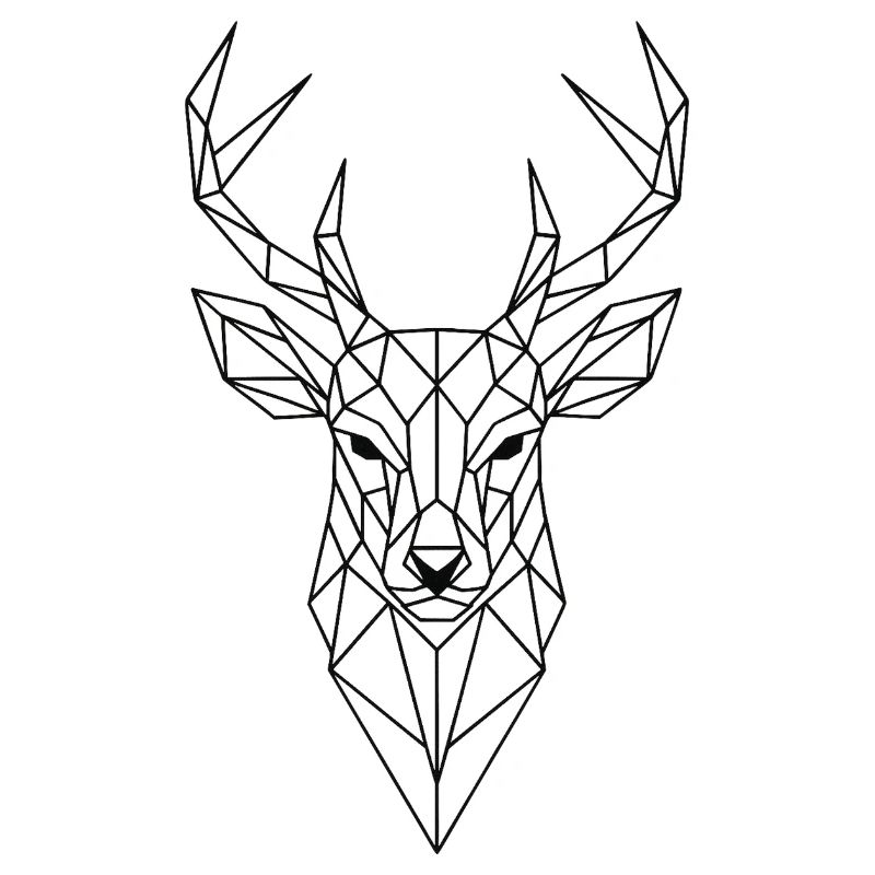 Tête de cerf géométrique Line Art