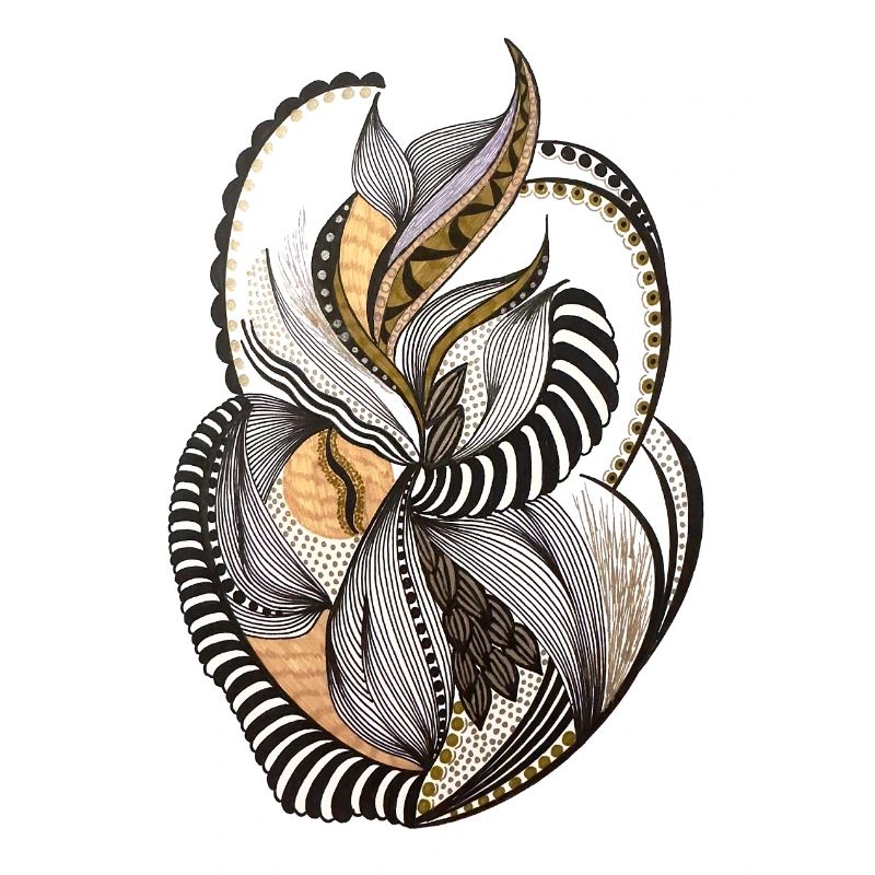 Organic leaf pattern in gold and black