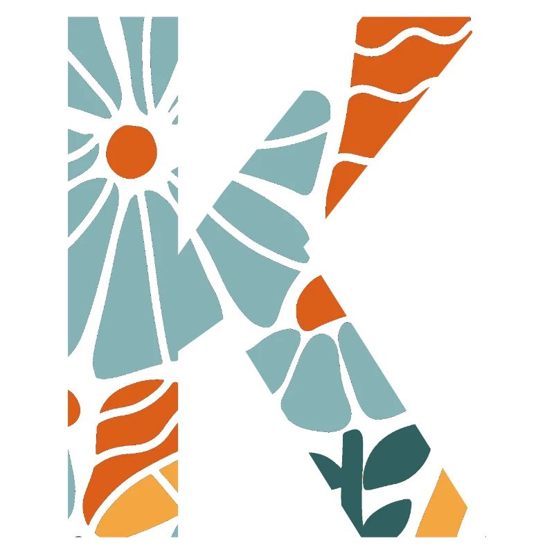 Buchstabe k groovige Blumen Geschenkidee