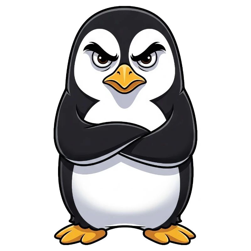 Grumpy Penguin Cartoon Sour Grumpy Annoyed