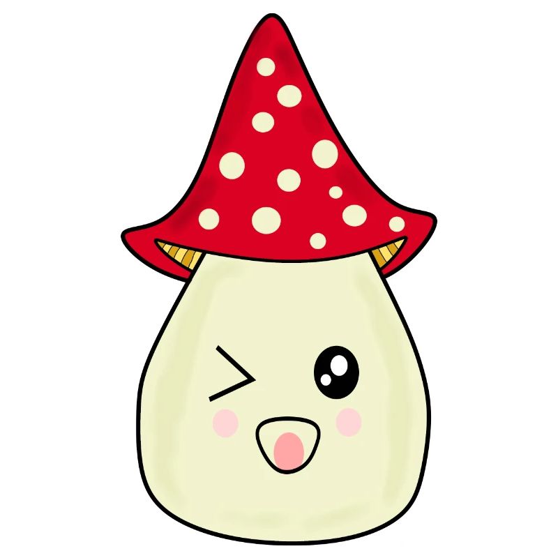 Kawaii champignon Toadstool mignon rouge avec visage