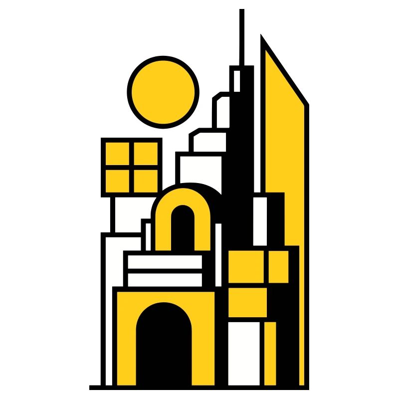 Abstract Cityscape in Yellow Black