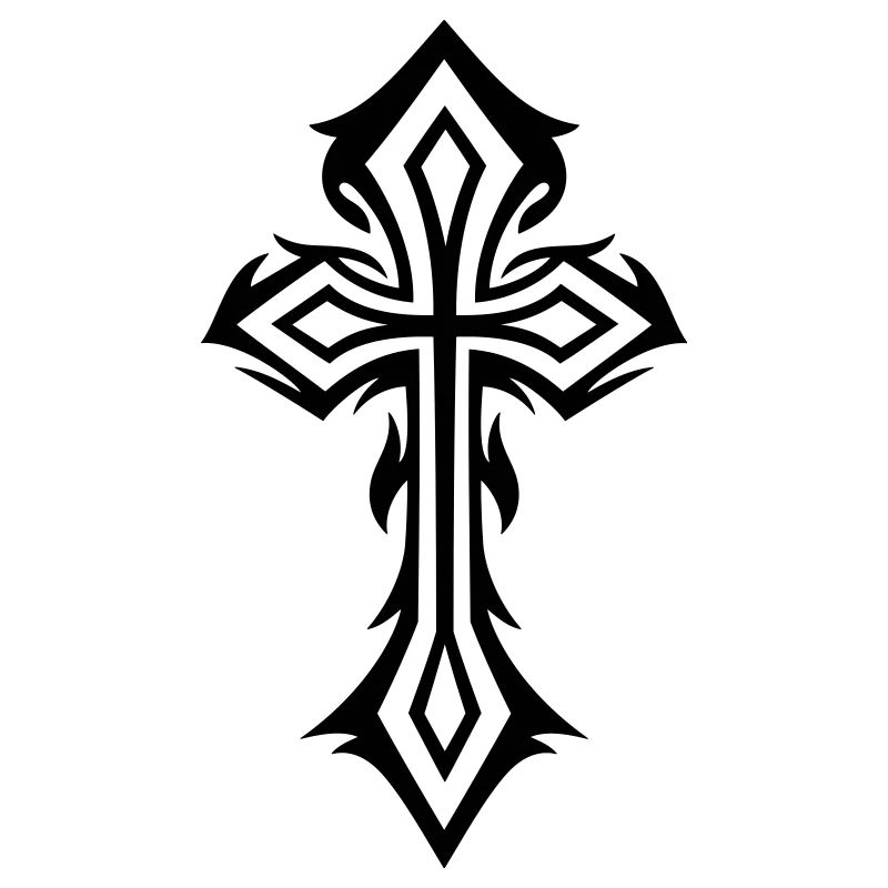 Cross, Crucifix, with thorns, gothic style.