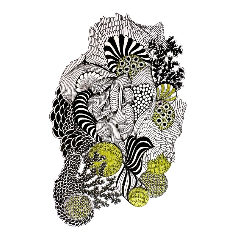 Organic Pattern Flower Yellow Black