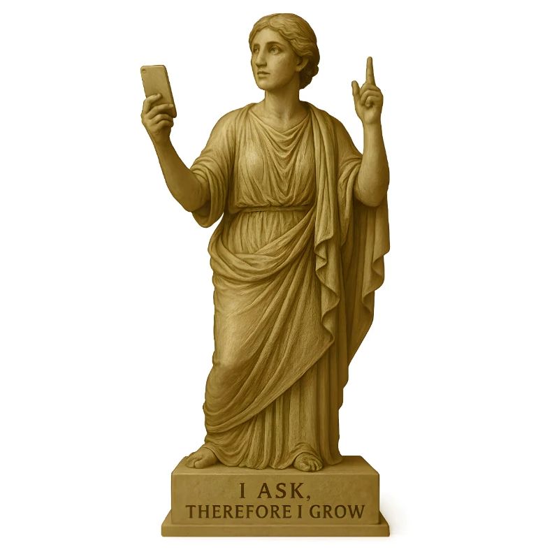 Ancient Philosopher Statue with Message