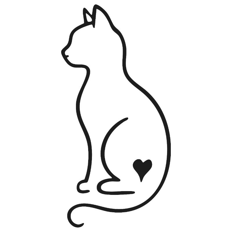 Dessin minimaliste au trait de chat – Design noir