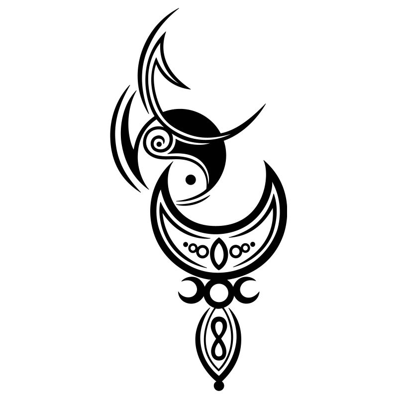 Moon with goddess, triple moon