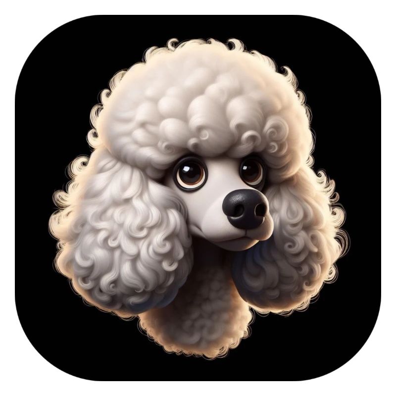 Tête de caniche dans le style d’animation