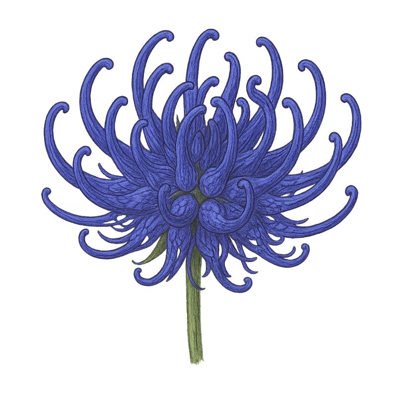 Elegant Blue Chrysanthemum Illustration