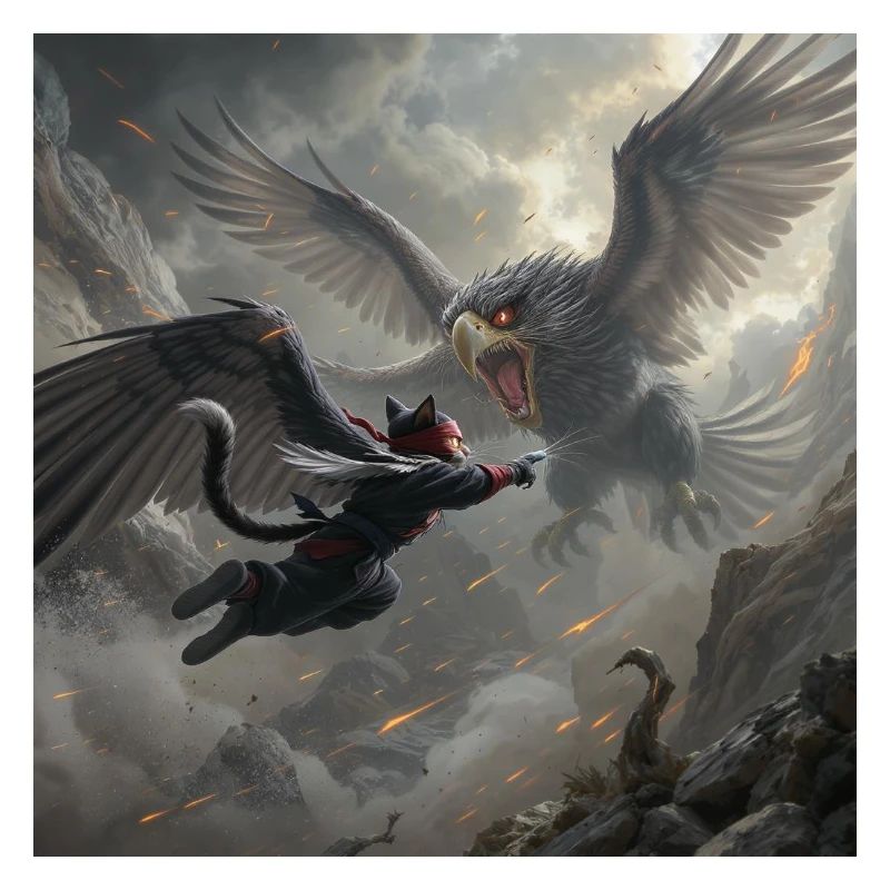 Mythical Battle of Eagle and Ninja