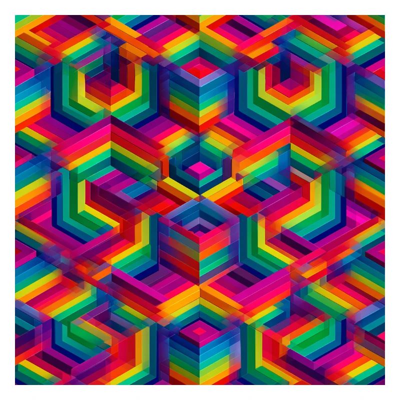 Illusion 3D géométrique colorée