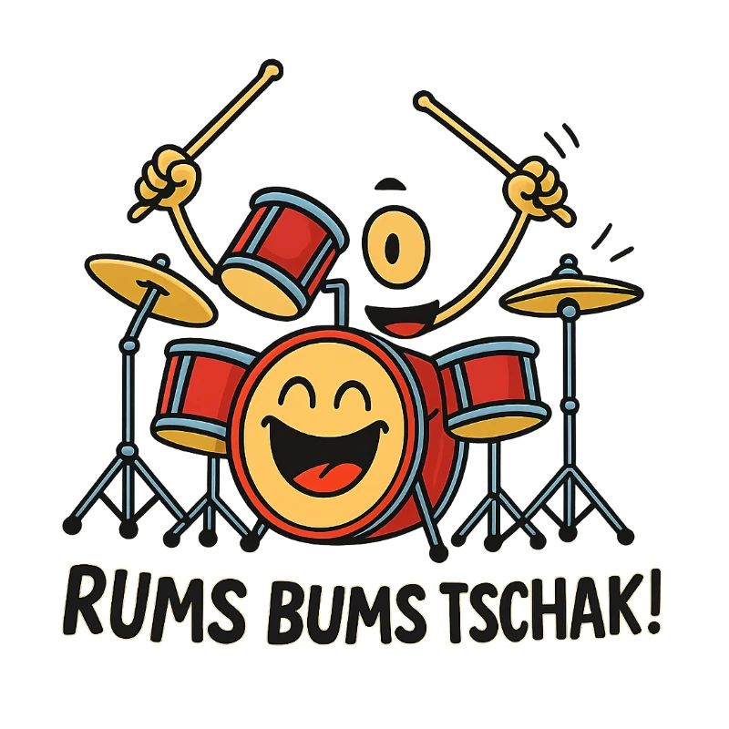 Cheerful Drum Motif with Text