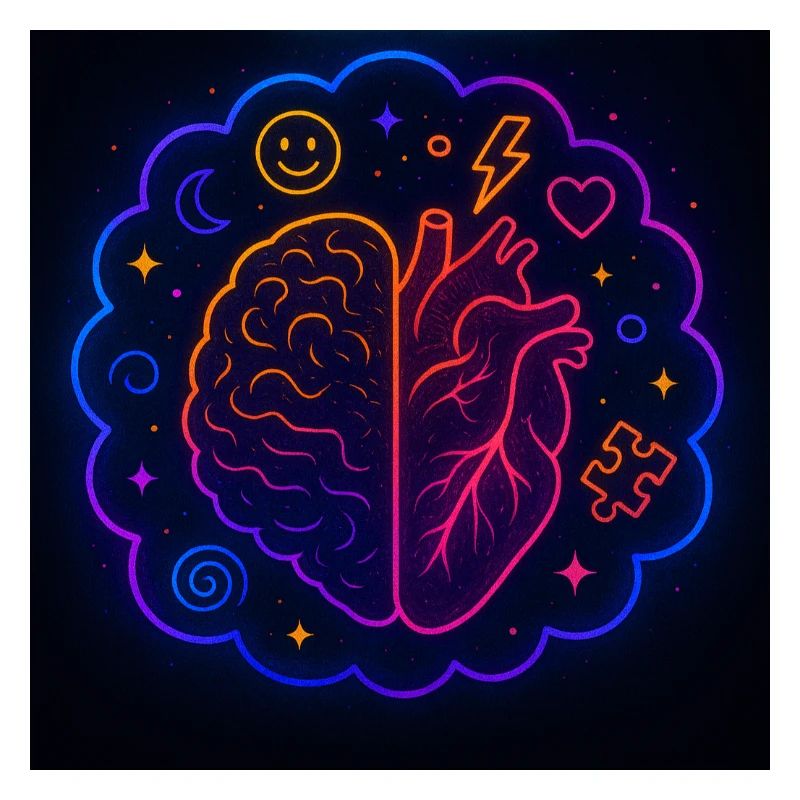 Creative Heart and Brain Neon Design