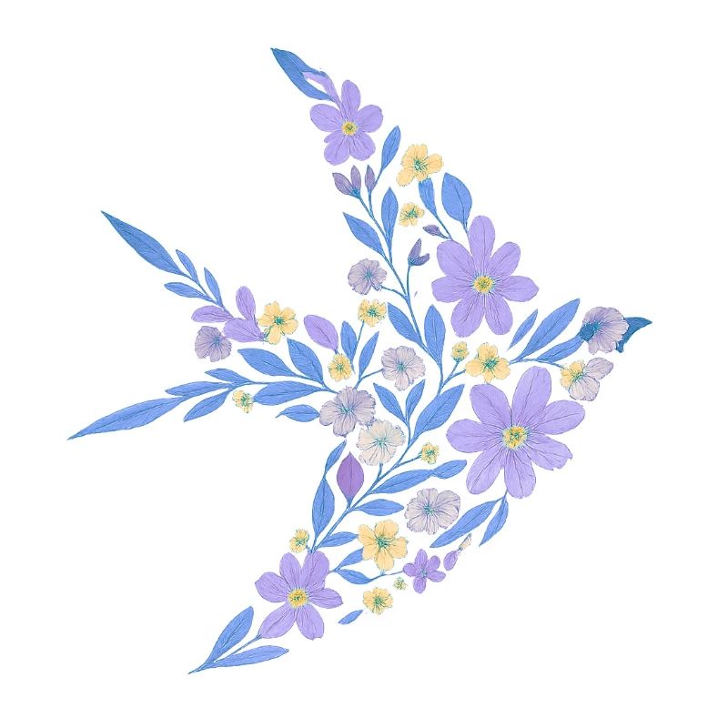 Nordisch Floral - Hellvioletter Vogel