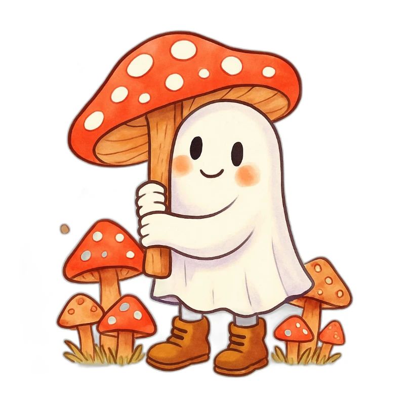 Fantôme avec un parapluie - un champignon