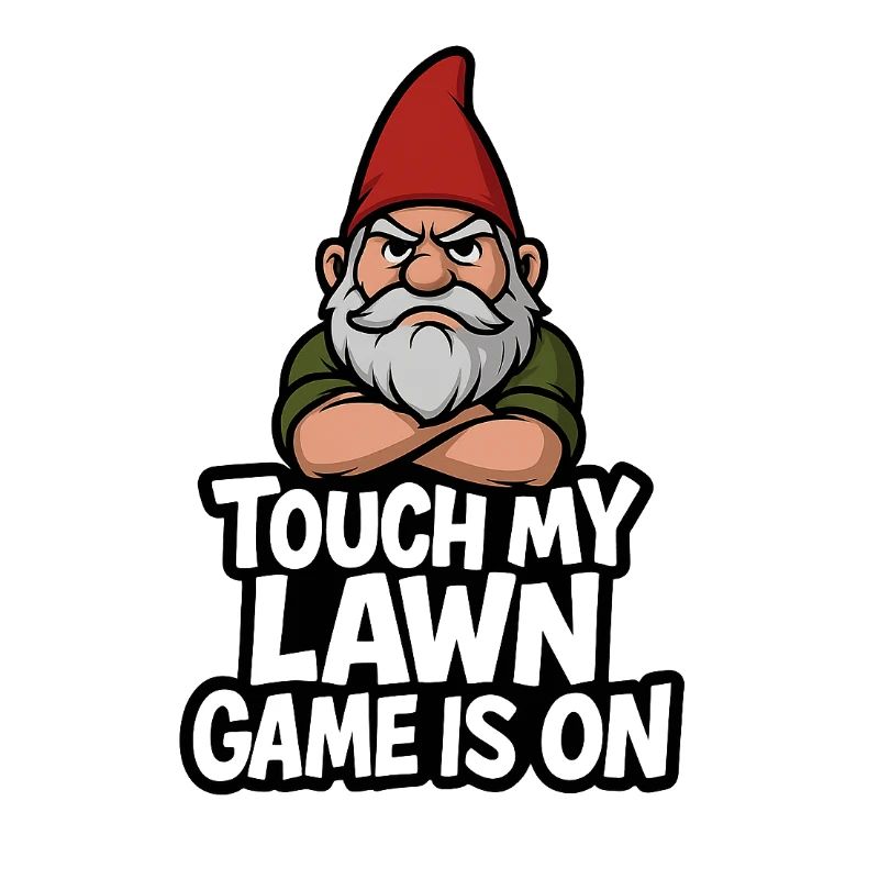 Garden Gnome Threatening Touch Lawn