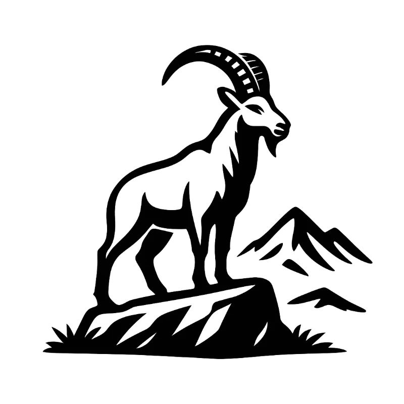 Alpine Capricorn silhouette on rocks