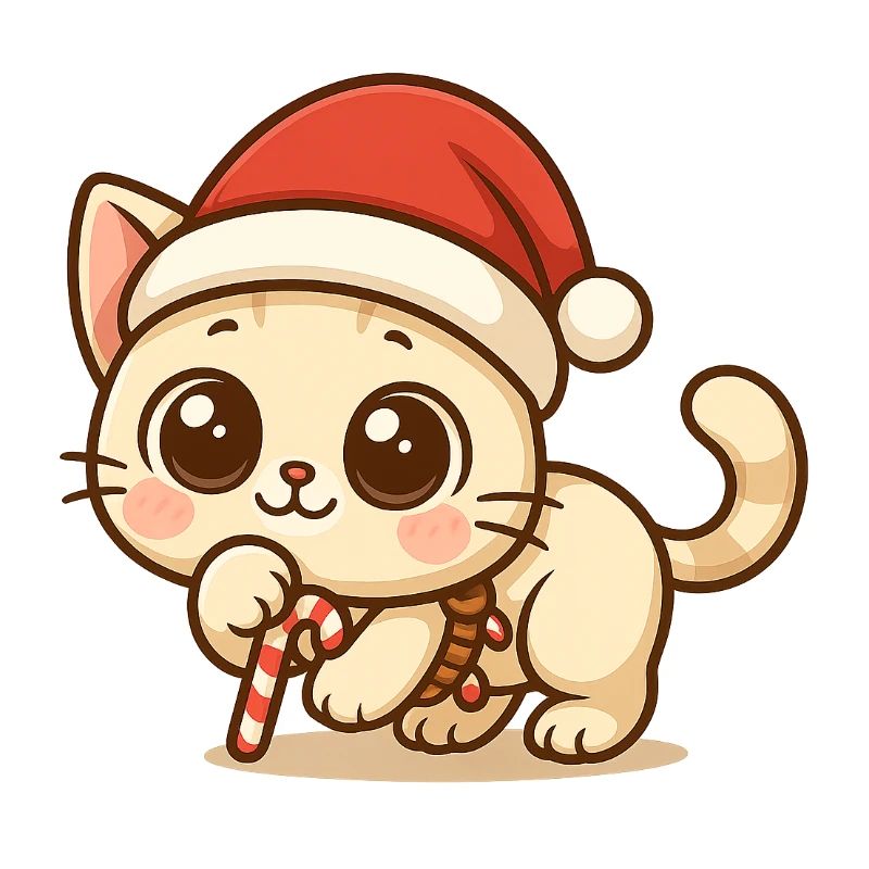 Chat de Noël Kawaii - Design de Noël mignon