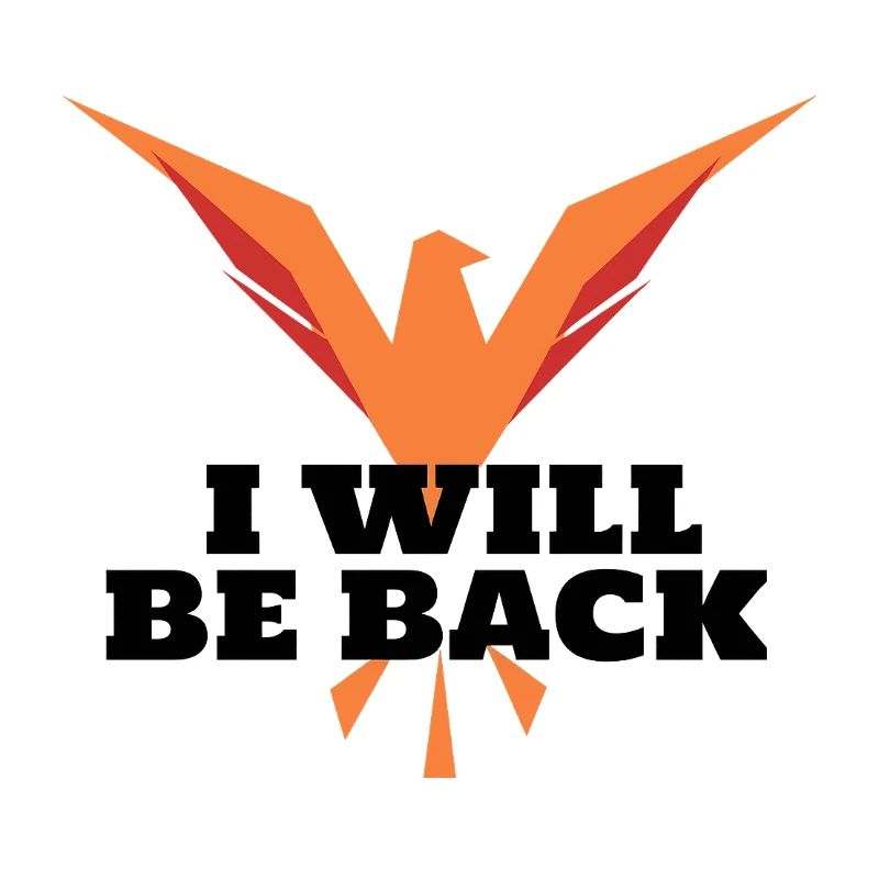 Geometric orange phoenix in flight