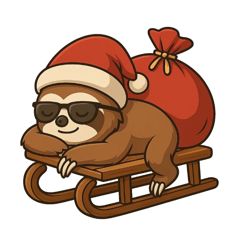 Cool Christmas sloth on sleigh