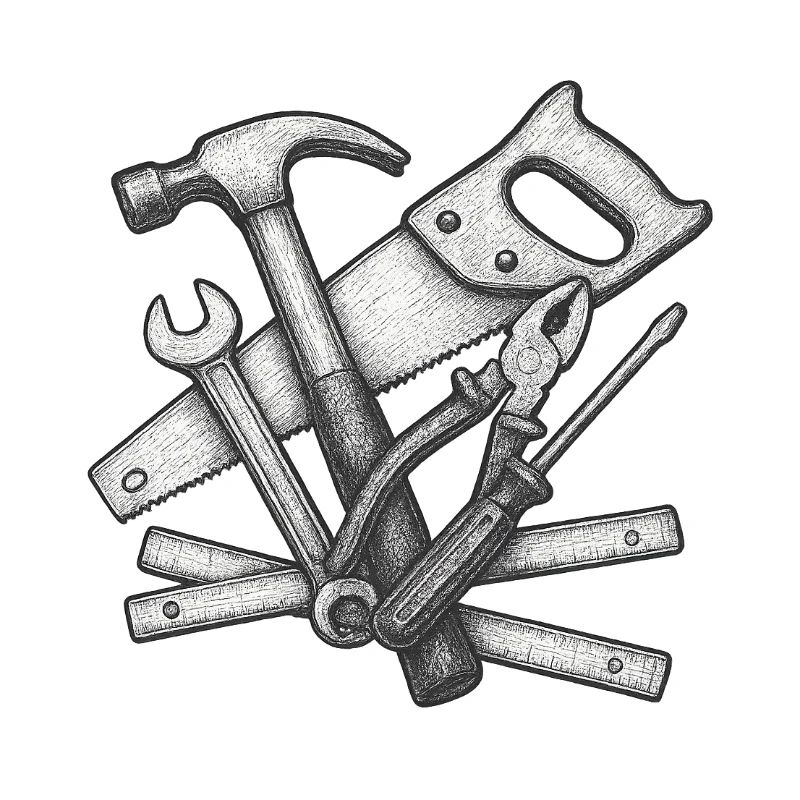 Realistic Craft Tools Illustration