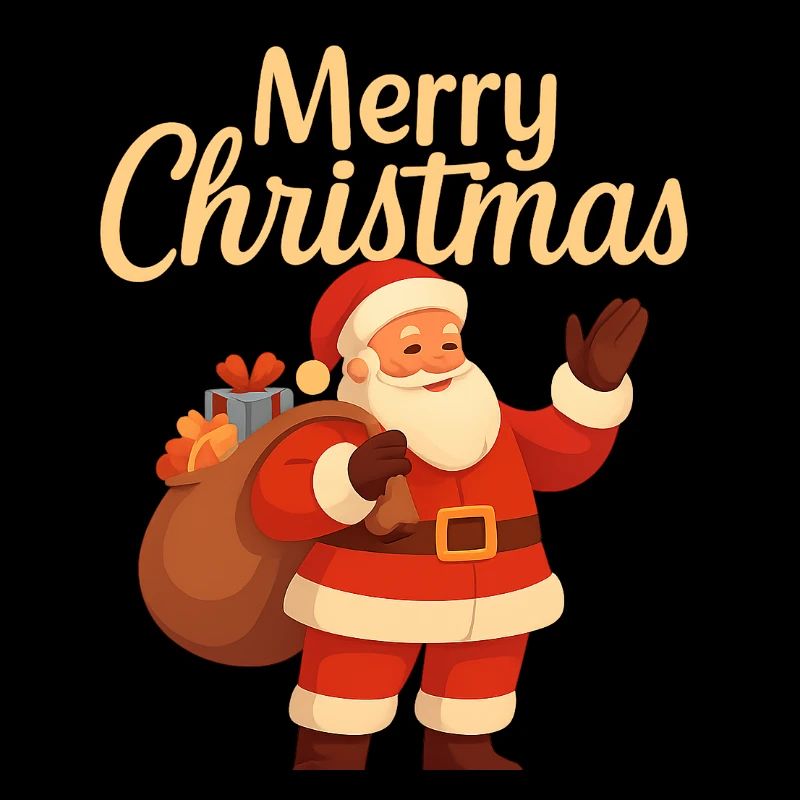 Fröhlicher Santa mit Geschenkesack