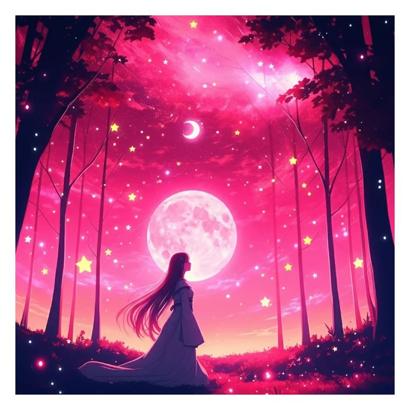 Forêt de rêves au clair de lune