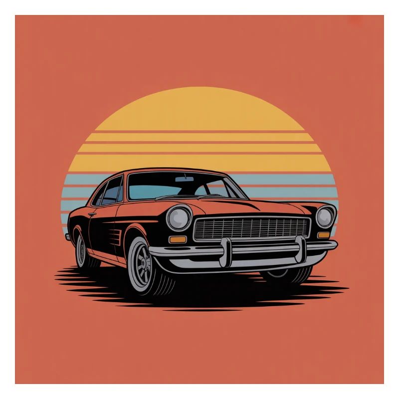 Retro Sunset Car Illustration