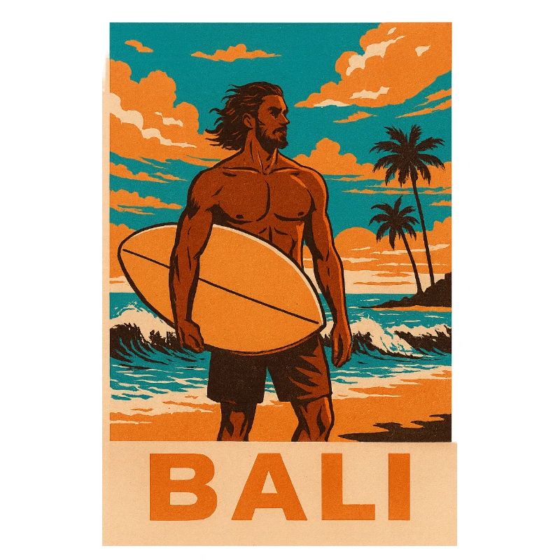 Surfeurs sur la plage de Bali Coucher de soleil