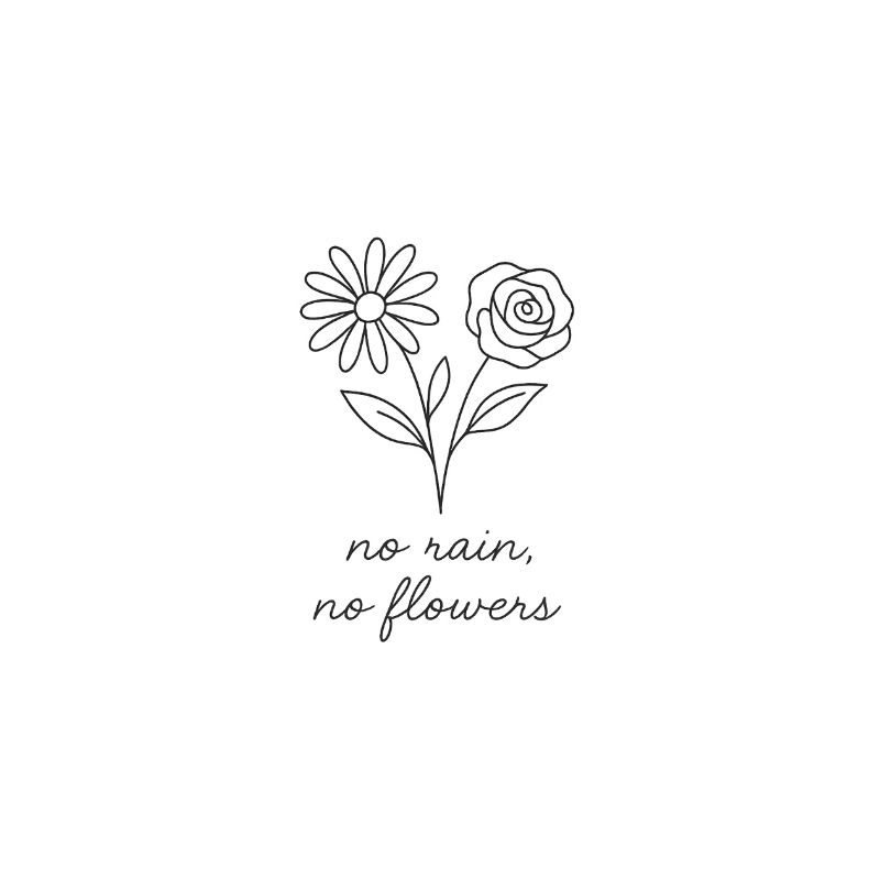 Pas de pluie, pas de fleurs - Dessin à la main, minimalisme