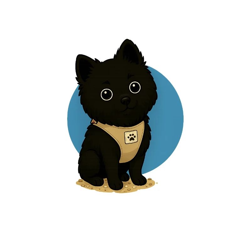 Chien mignon en noir avec plaque d’identité