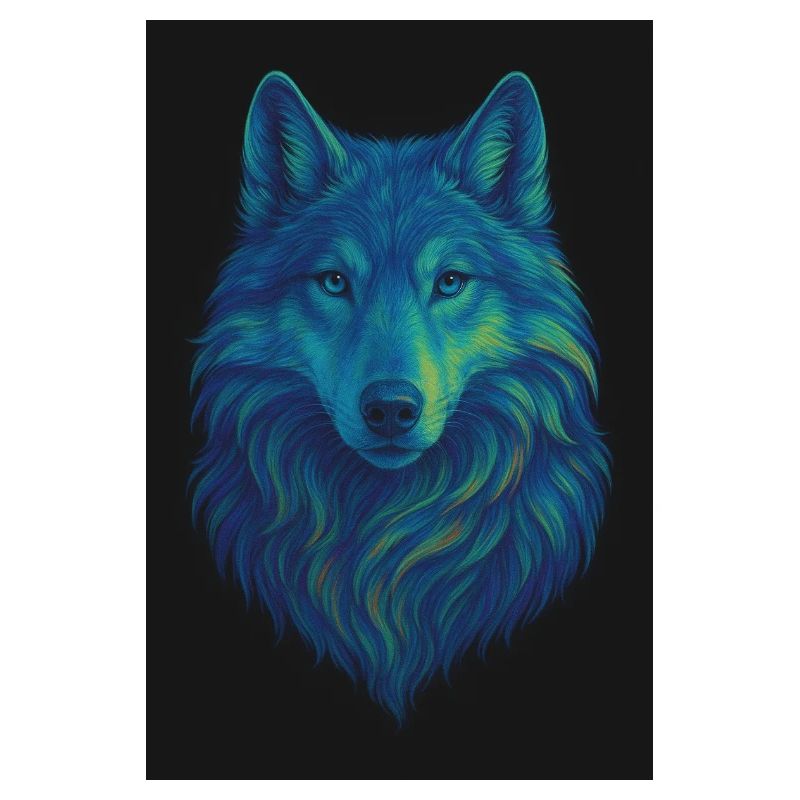 Neonwolf Farbiges Wolfporträt