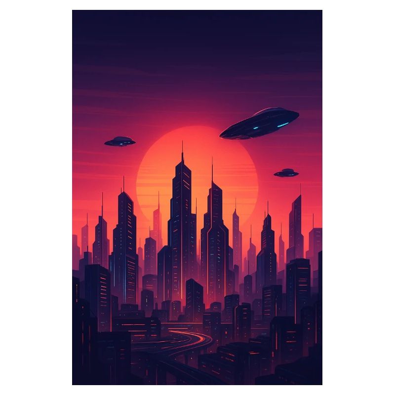 Red Sunset Skyline Future