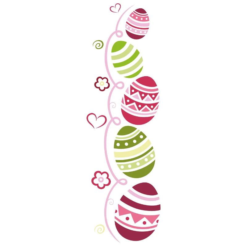 Colorful easter eggs with flowers and hearts.