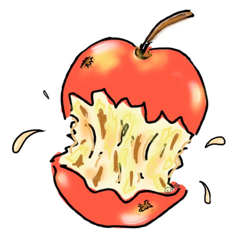 Red apple bitten illustration