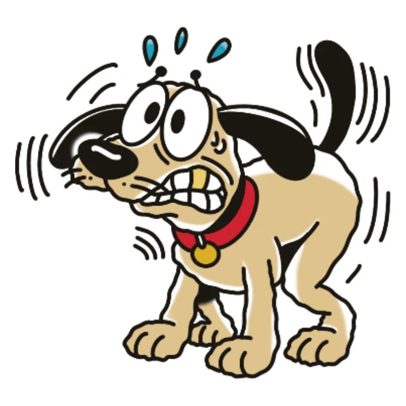 Dessin animé drôle de pose de caca de chien et d’humour de chiot