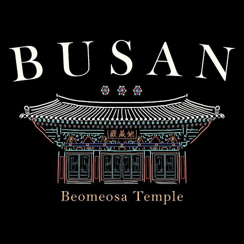 Busan, Corée du Sud, Temple dessiné à la main