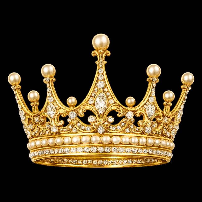 Couronne royale dorée avec des perles