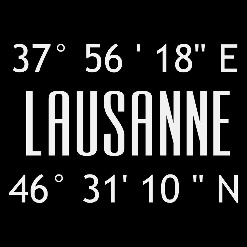 Lausanne Coordinates Typo Graphic