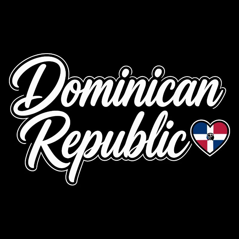 Dominican Republic Script with Flag Heart