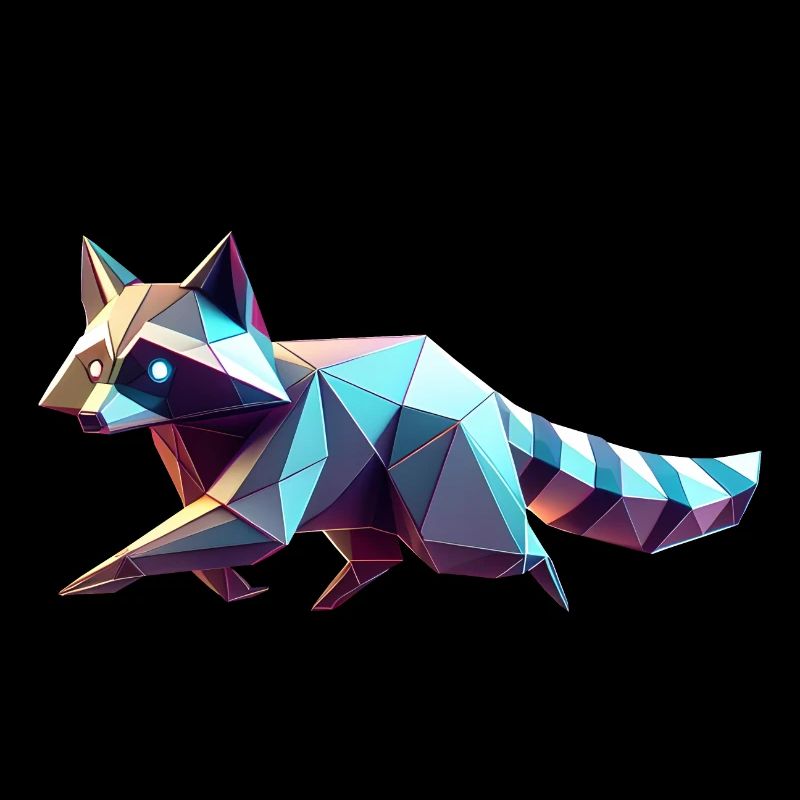 3D Geometric Origami Raccoon