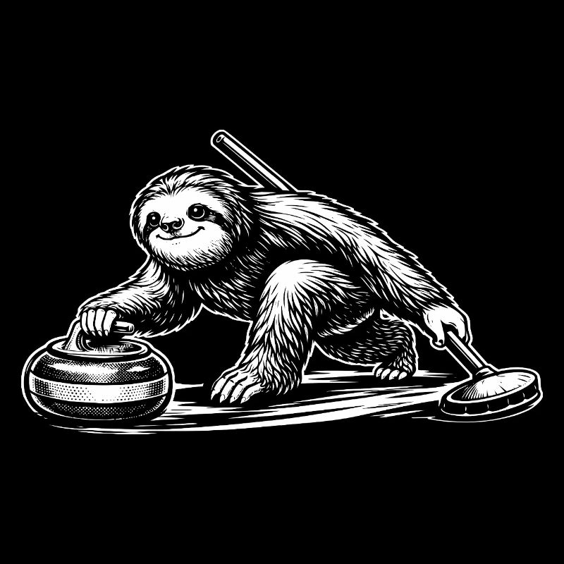 Sloth Curling Curler Wintersport-Humor