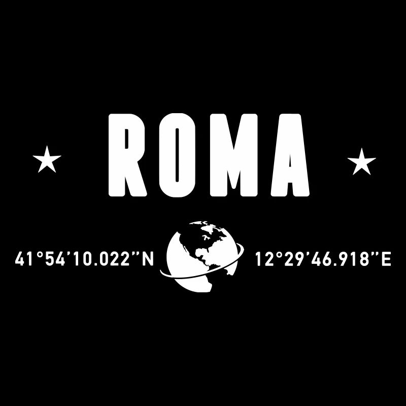 Roma Italy GPS Coordinates White Globe