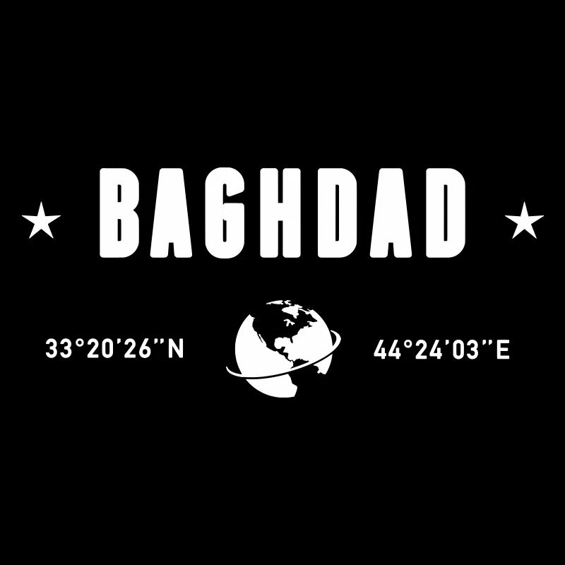 Baghdad Iraq Coordinates Planet Earth White