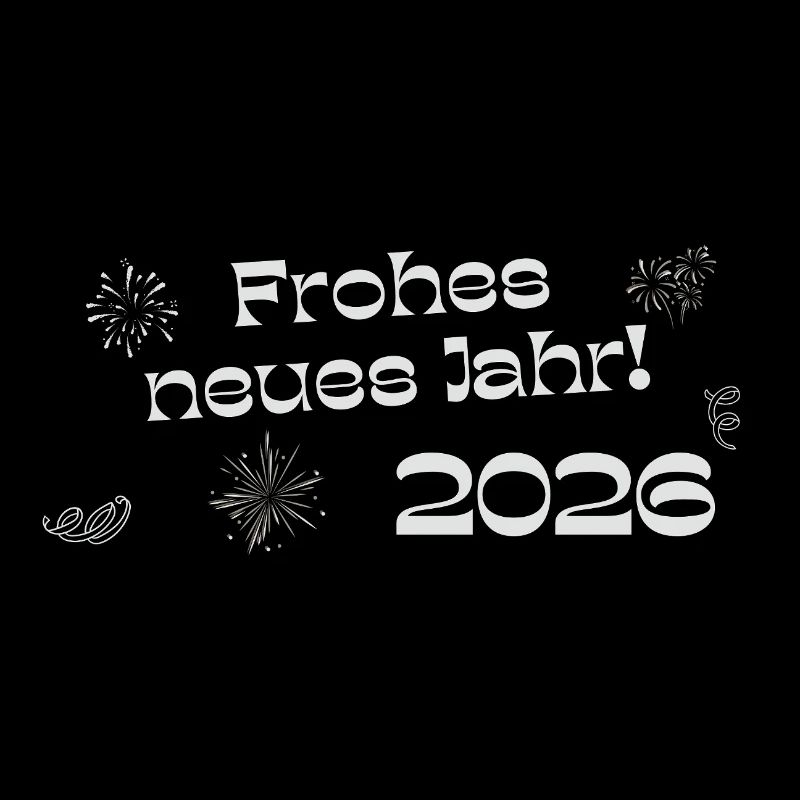 Happy New Year 2026 silver text decorative