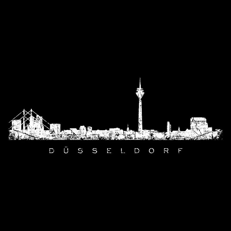 Die Skyline von Düsseldorf (Vintage/Weiß)