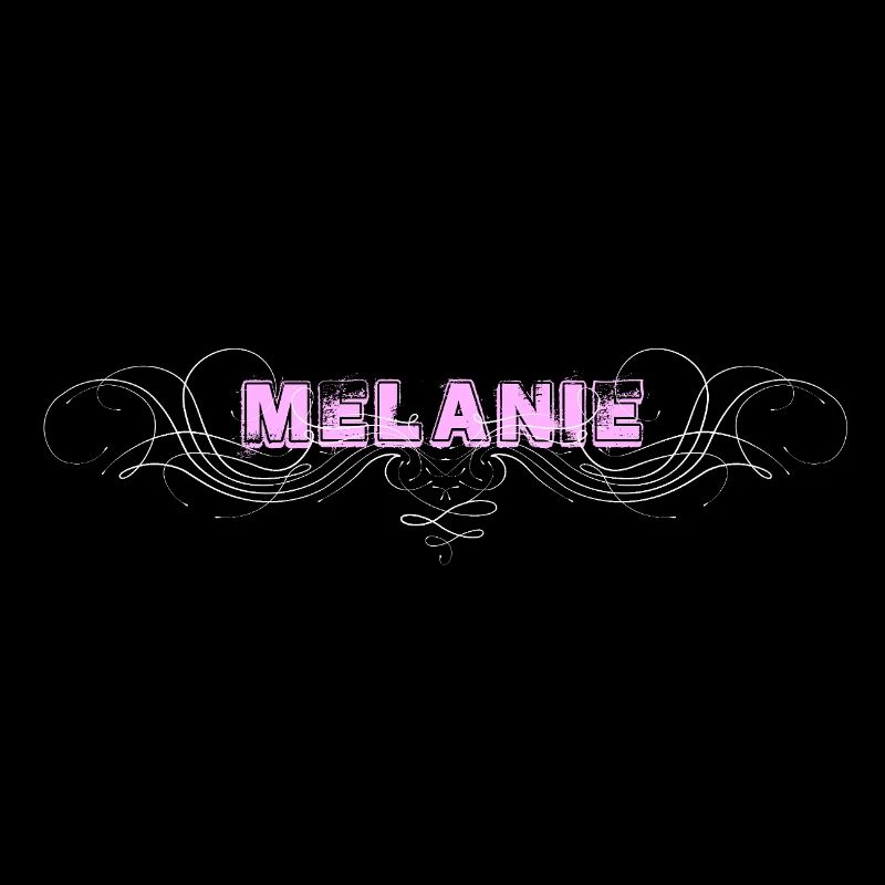 MELANIE lettering with decorative lines